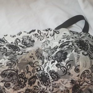 Lace Wireless Cami Bra ,  48B White/black